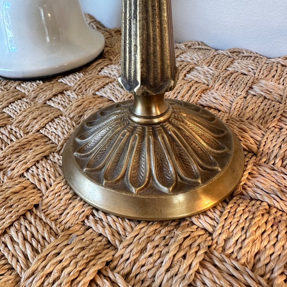 Vintage Lacquered Brass and Red Blown Glass Compote Jar with Ornate Lid - Picture 5 of 5